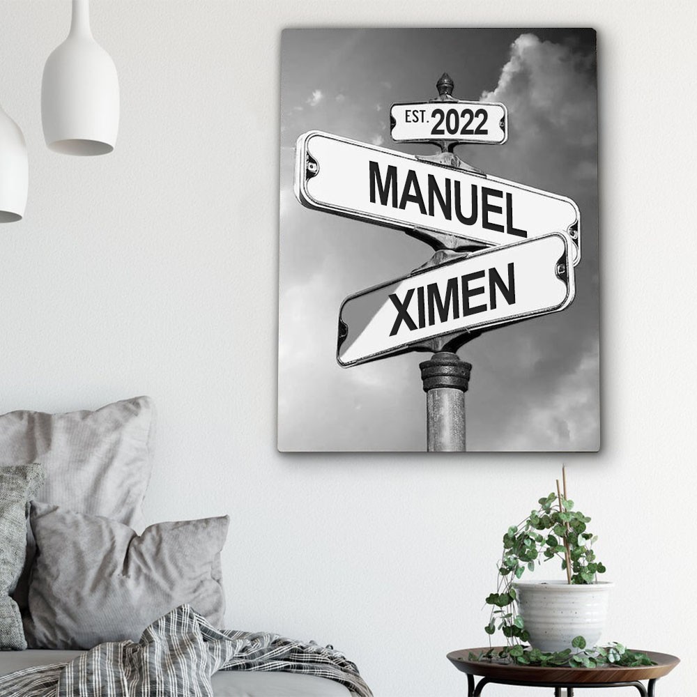 Personalized Last Name Birth Date Vintage Street Sign Multiple Names Premium Canvas Wall Art Best Gift