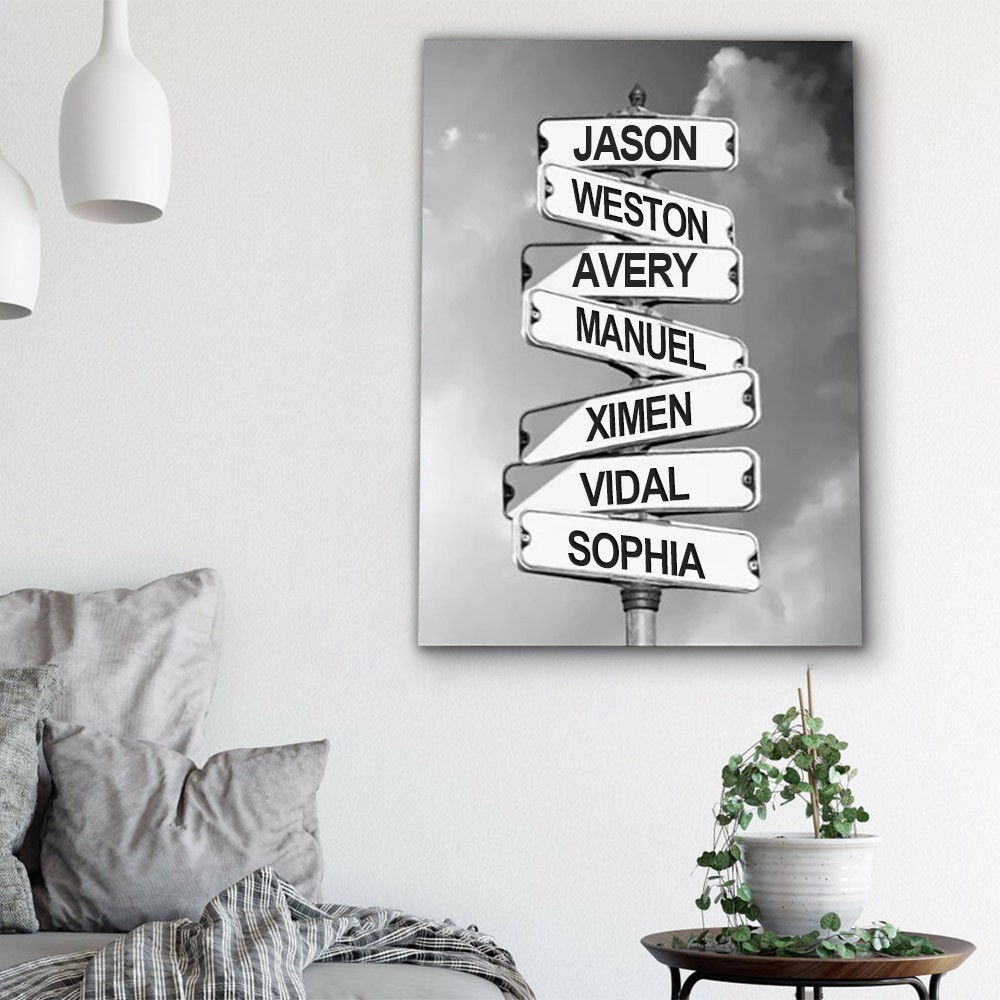 Personalized Last Name Birth Date Vintage Street Sign Multiple Names Premium Canvas Wall Art Best Gift