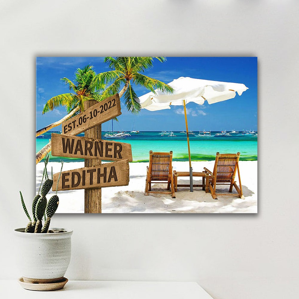 Personalized Last Name Birth Date Vintage Street Sign Multiple Names Premium Canvas Wall Art Best Gift
