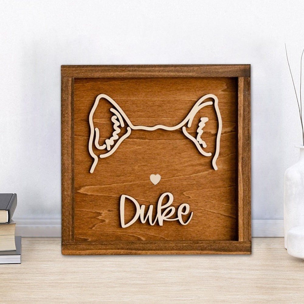 Custom Dog Ear Wall Art, Personalized Dog Ear Outlines, Pet Loss Memorial Gift, Dog Mom Gift