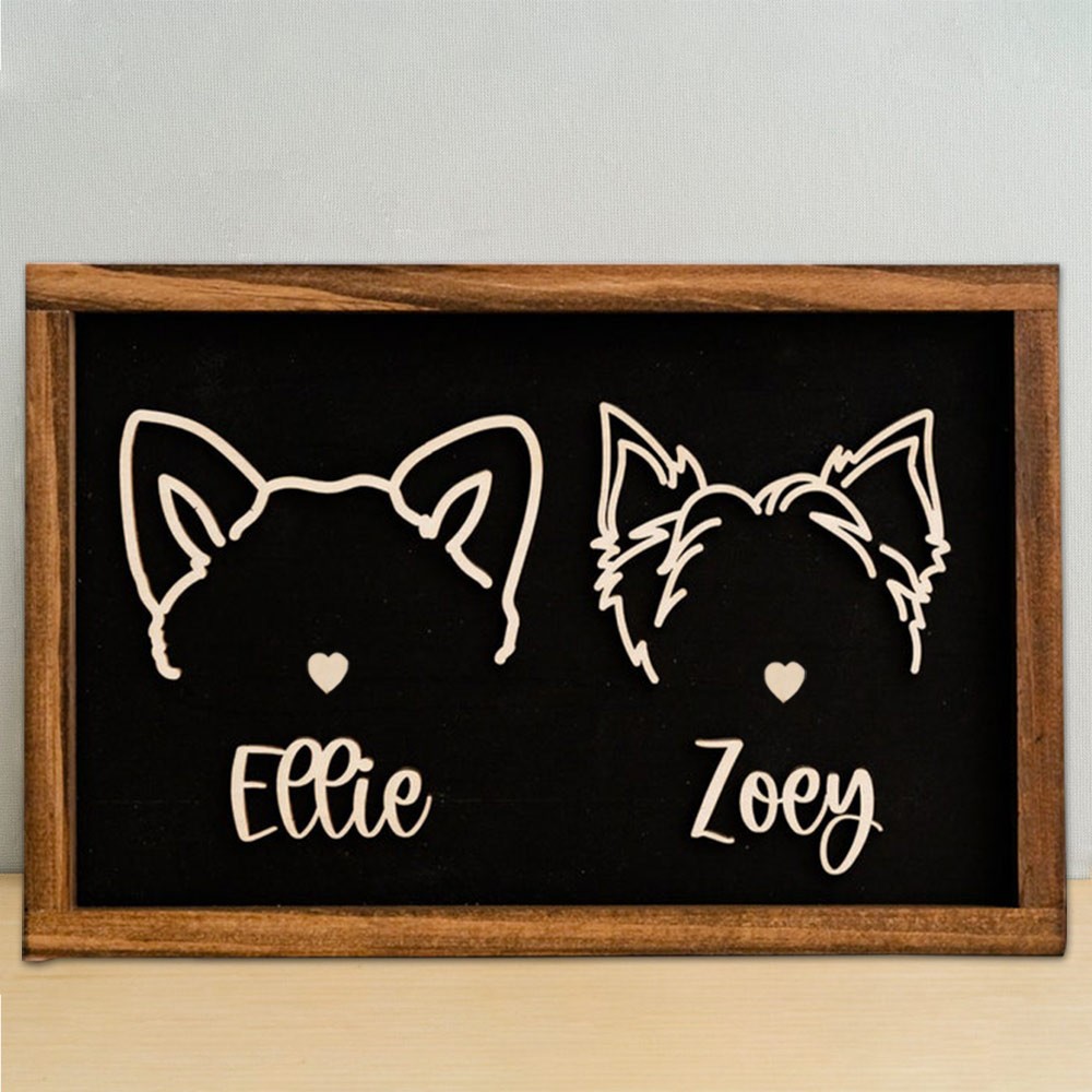 Custom Dog Ear Wall Art, Personalized Dog Ear Outlines, Pet Loss Memorial Gift, Dog Mom Gift
