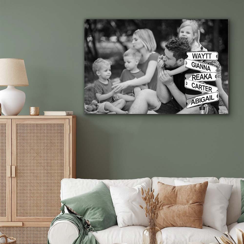 Personalized Last Name Birth Date Vintage Street Sign Multiple Names Premium Canvas Wall Art Best Gift