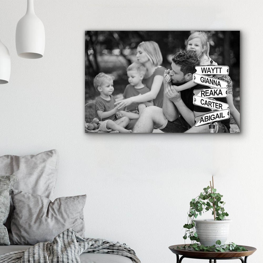 Personalized Last Name Birth Date Vintage Street Sign Multiple Names Premium Canvas Wall Art Best Gift