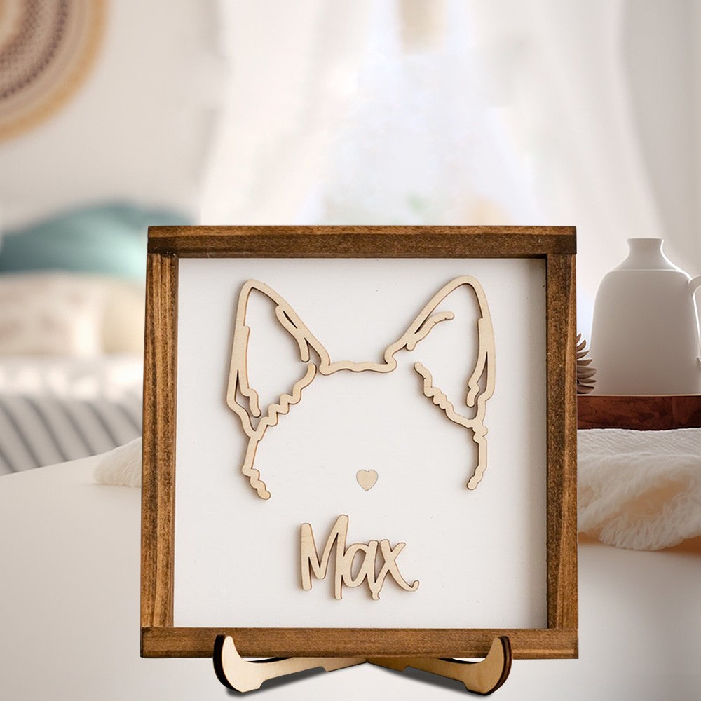 Custom Dog Ear Wall Art, Personalized Dog Ear Outlines, Pet Loss Memorial Gift, Dog Mom Gift