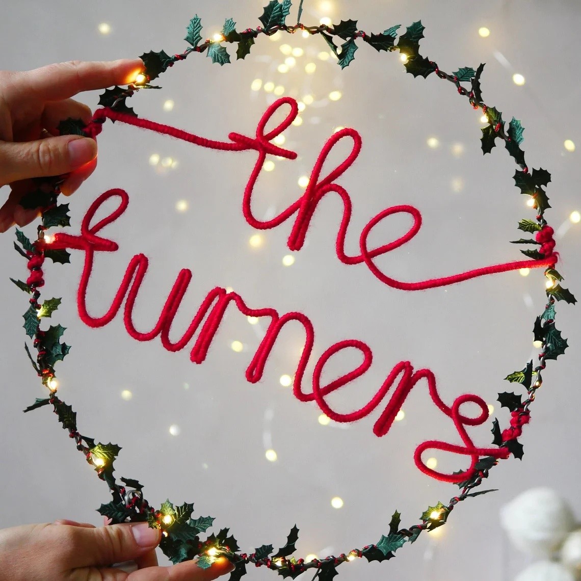 Personalized Family Christmas Wreath Light Holiday Decoration