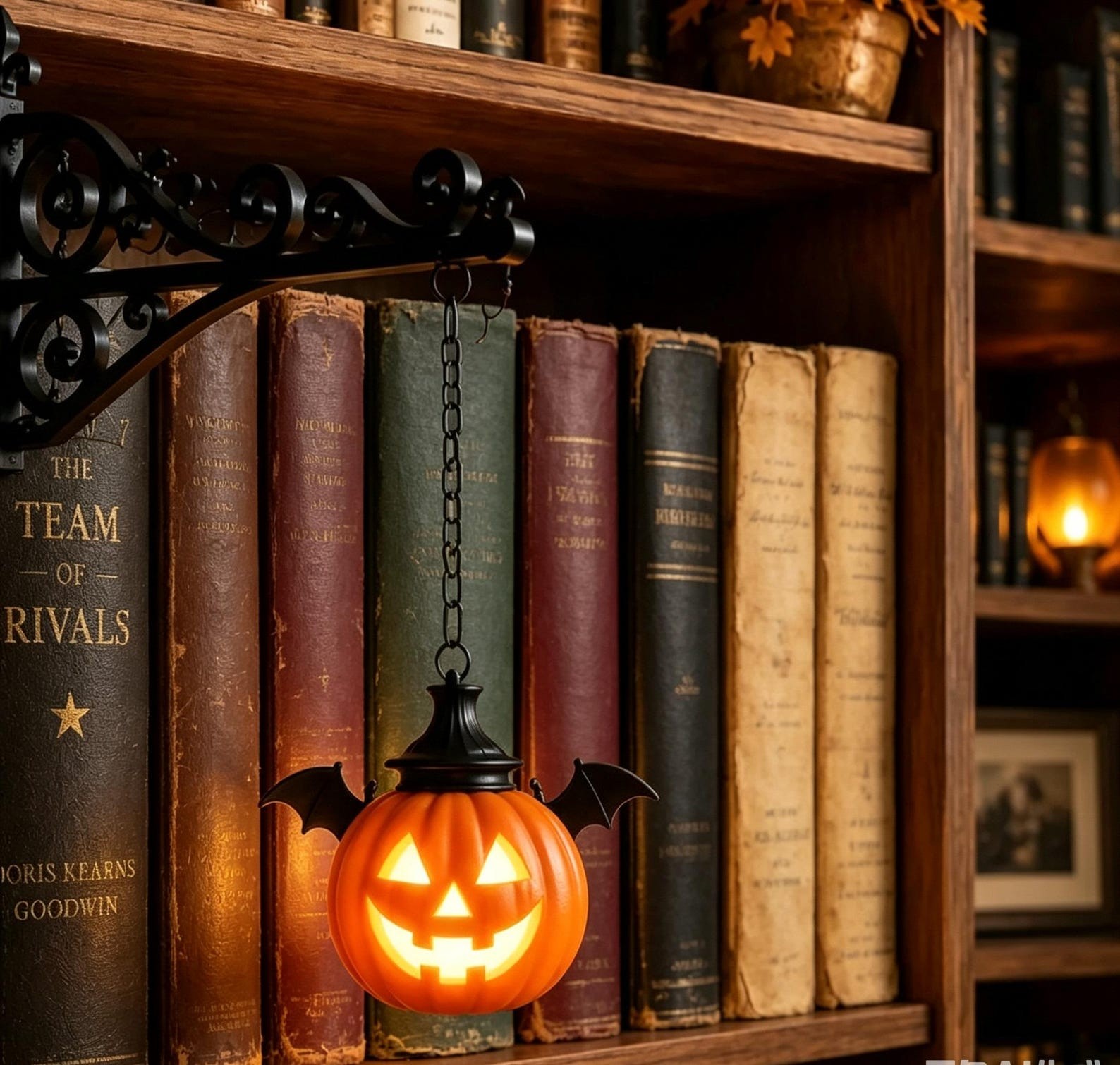 Gothic Bookshelf Lamp For Halloween, Book Lover Gift
