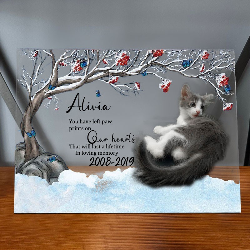 Custom Acrylic Photo Plaque You Have Left Paw Prints Memorial Gift for Pet Lovers