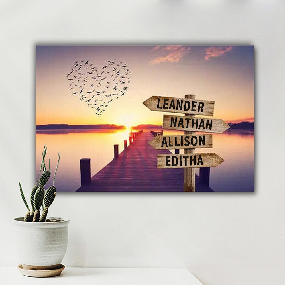 Personalized Last Name Birth Date Vintage Street Sign Multiple Names Premium Canvas Wall Art Best Gift