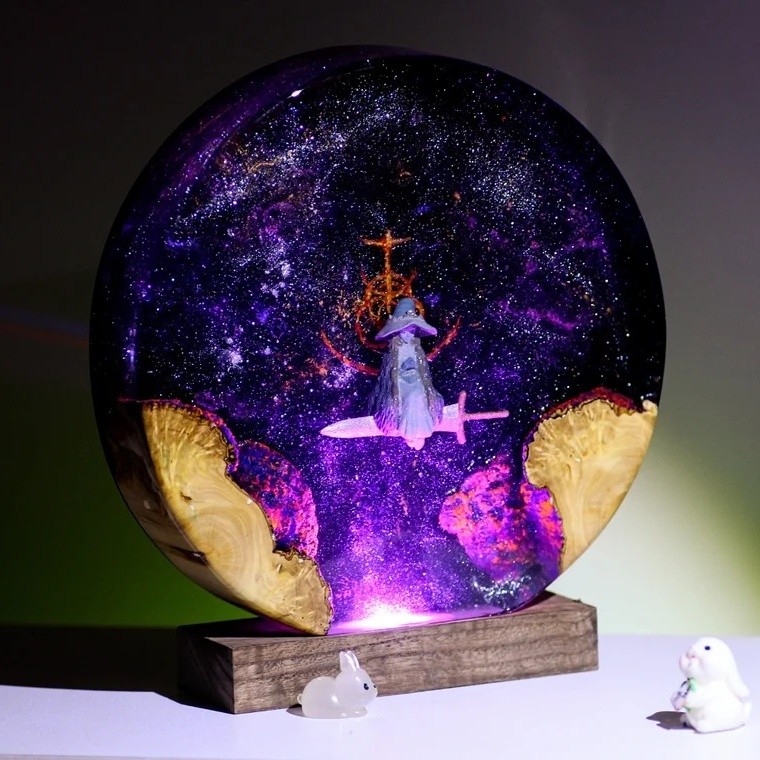 Resin Wood Table Lamp Art Home Decor