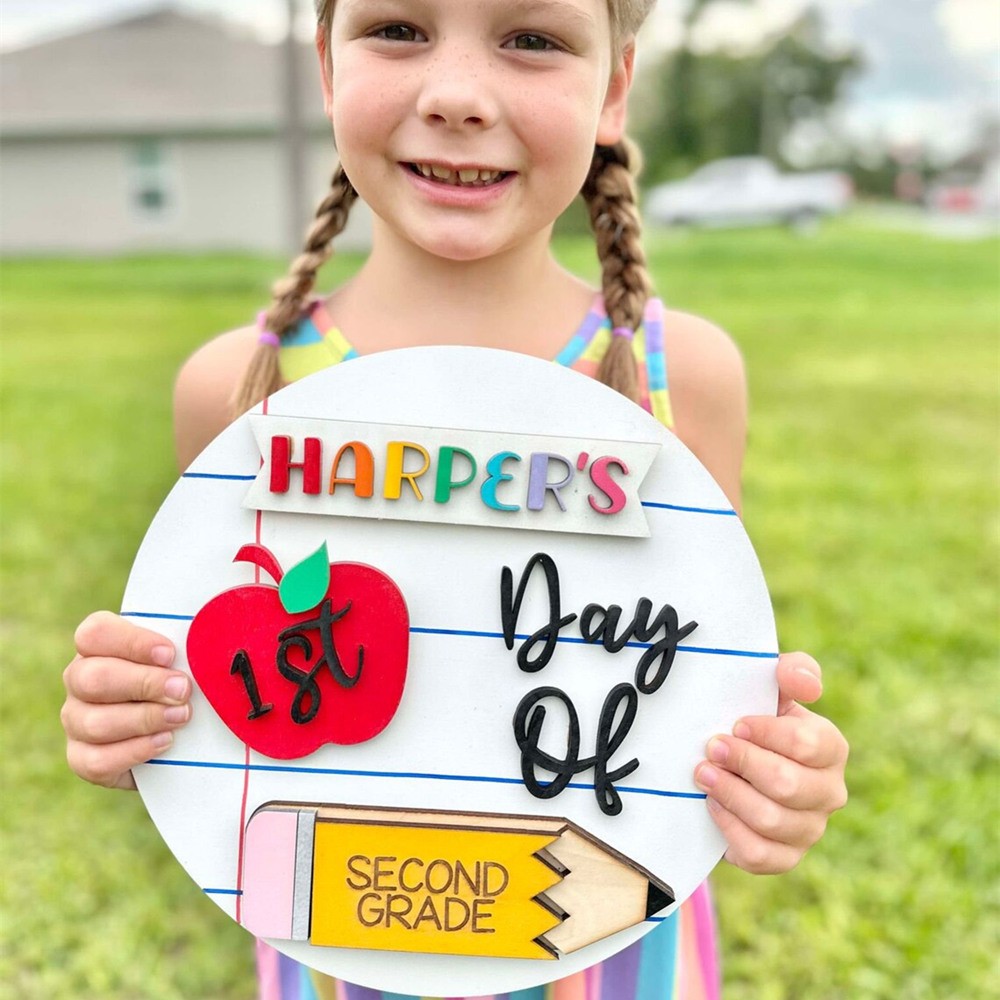 Personalized Interchangeable Back to School Sign First Day of School Photo Prop For Kids Gift