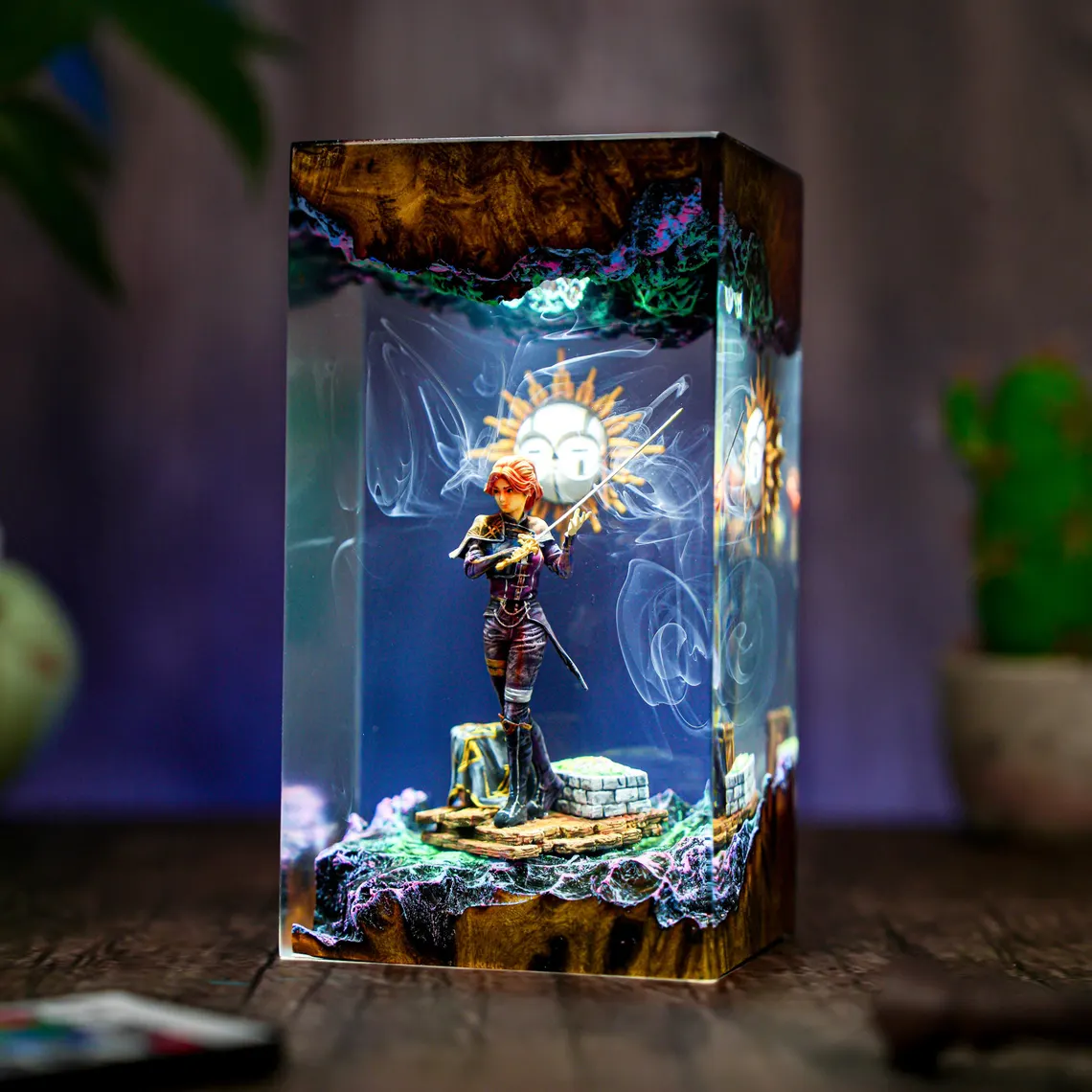 Handmade Resin & Wood Lamp Night lamp Unique Ambient Light Christmas Gift