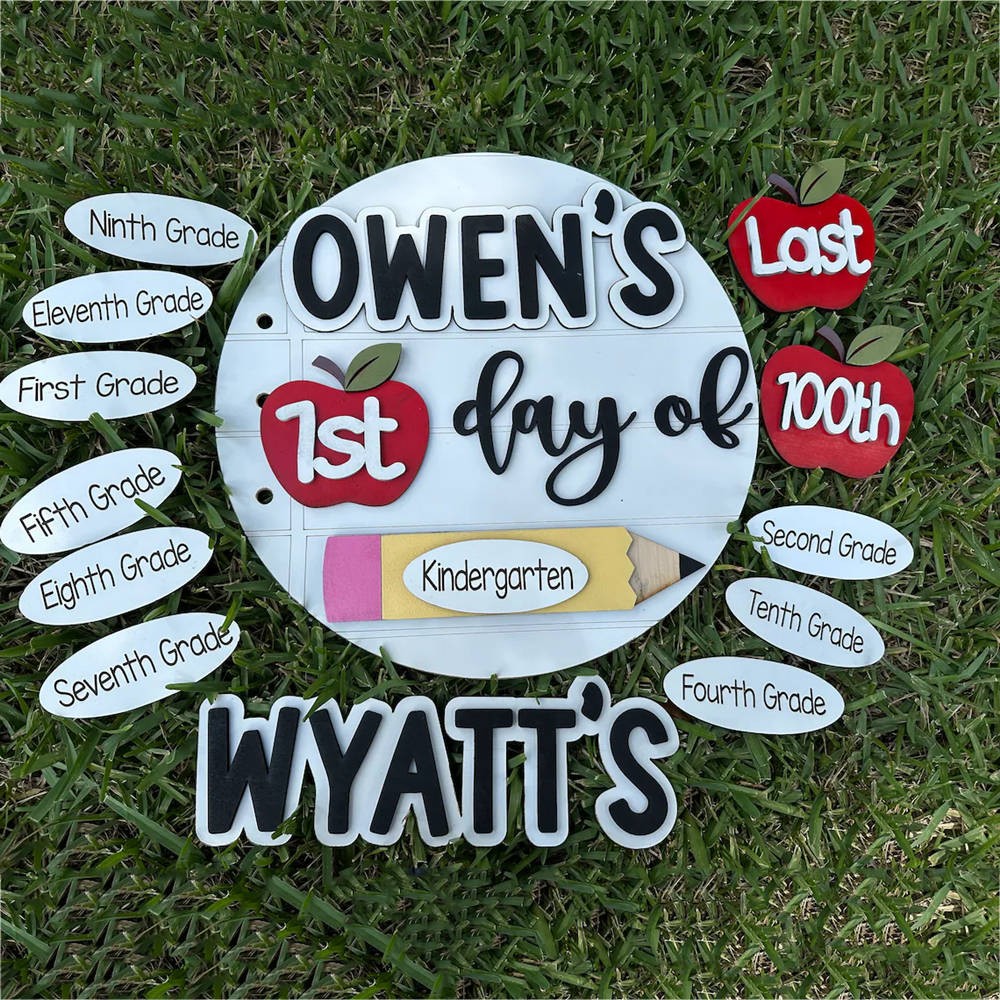 Personalized Interchangeable Back to School Sign First Day of School Photo Prop For Kids Gift