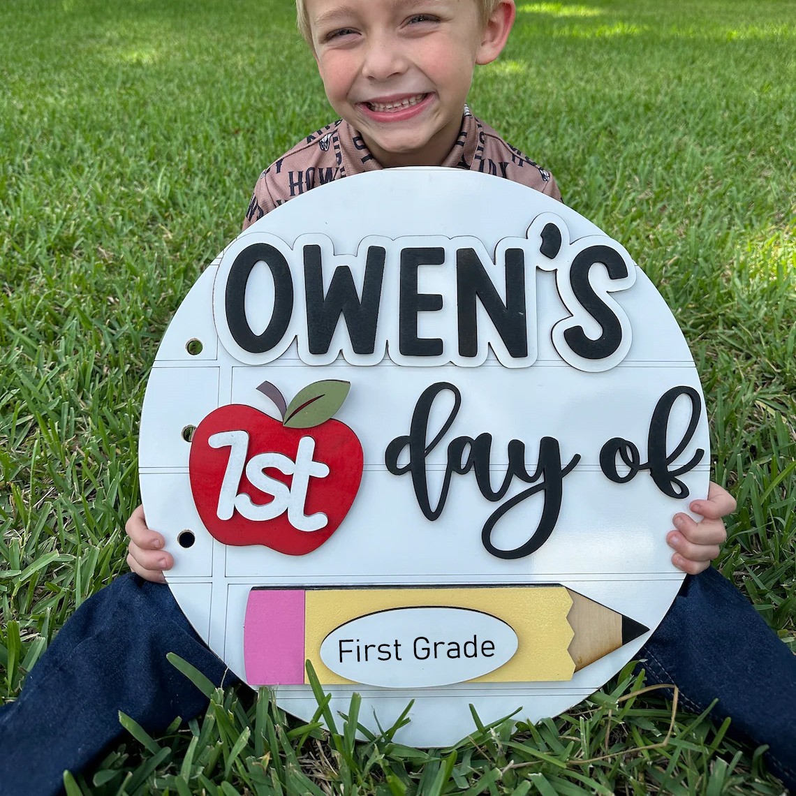Personalized Interchangeable Back to School Sign First Day of School Photo Prop For Kids Gift