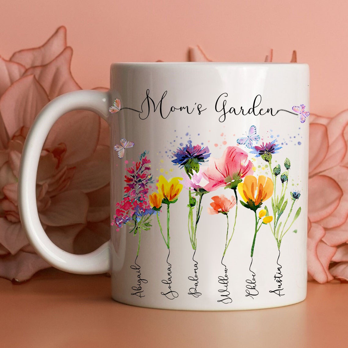 Custom Grandma's Garden Mug Birth Month Flower With Grandchildren Name Gift Ideas For Mother's Day