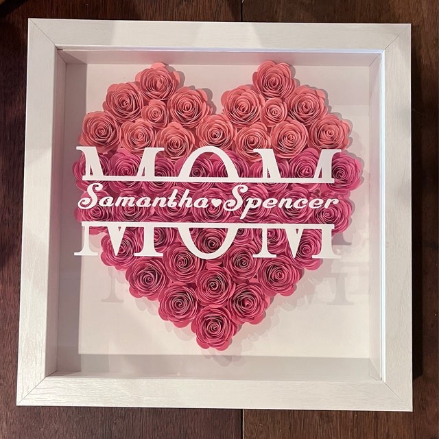 Personalized Mom Flower Shadow Box With Kids Name For Mother's Day