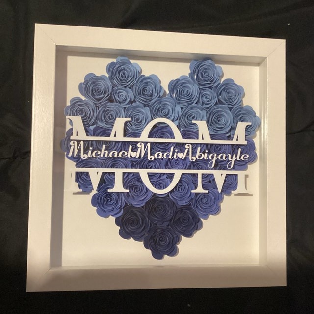 Personalized Mom Flower Shadow Box With Kids Name For Mother's Day