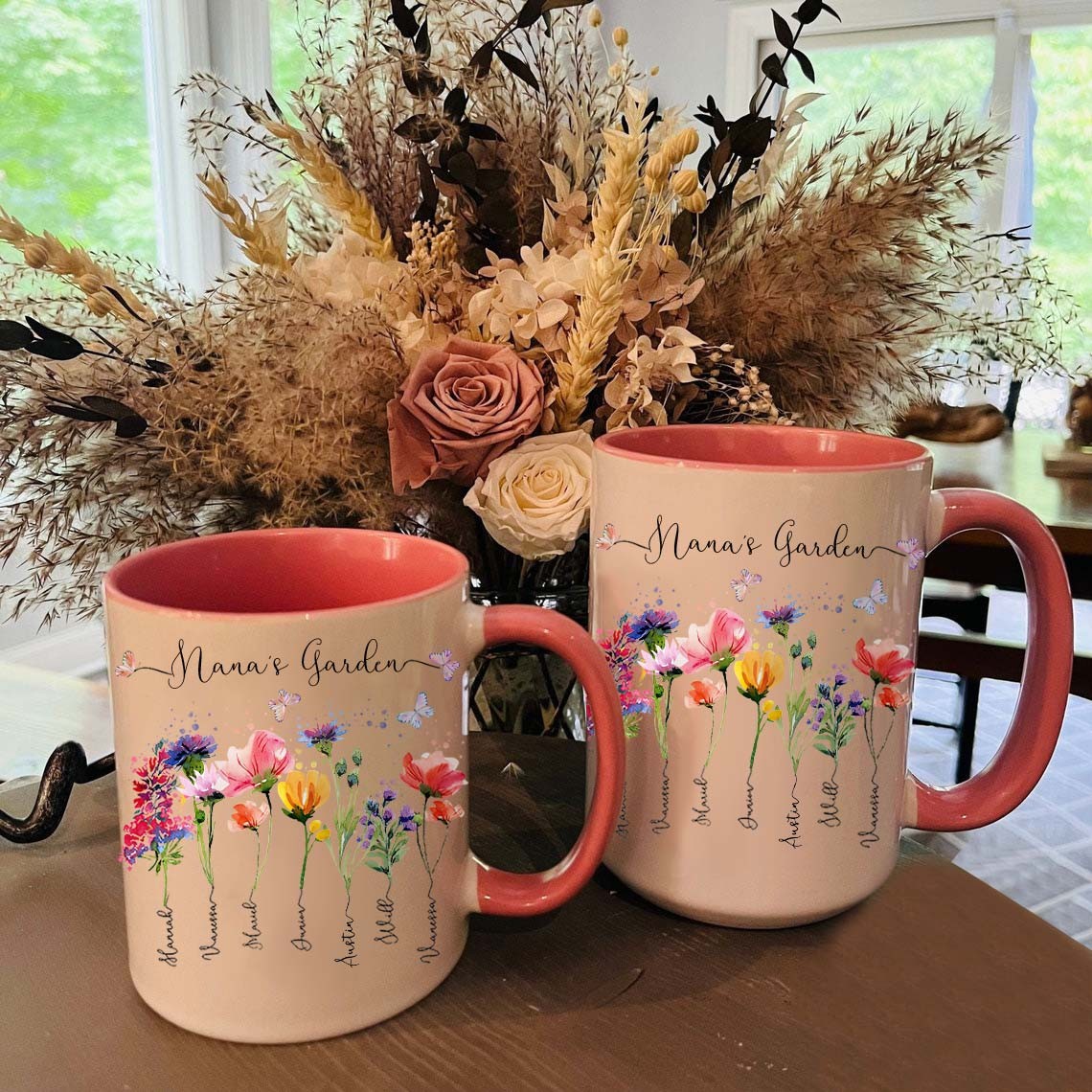 Custom Grandma's Garden Mug Birth Month Flower With Grandchildren Name Gift Ideas For Mother's Day