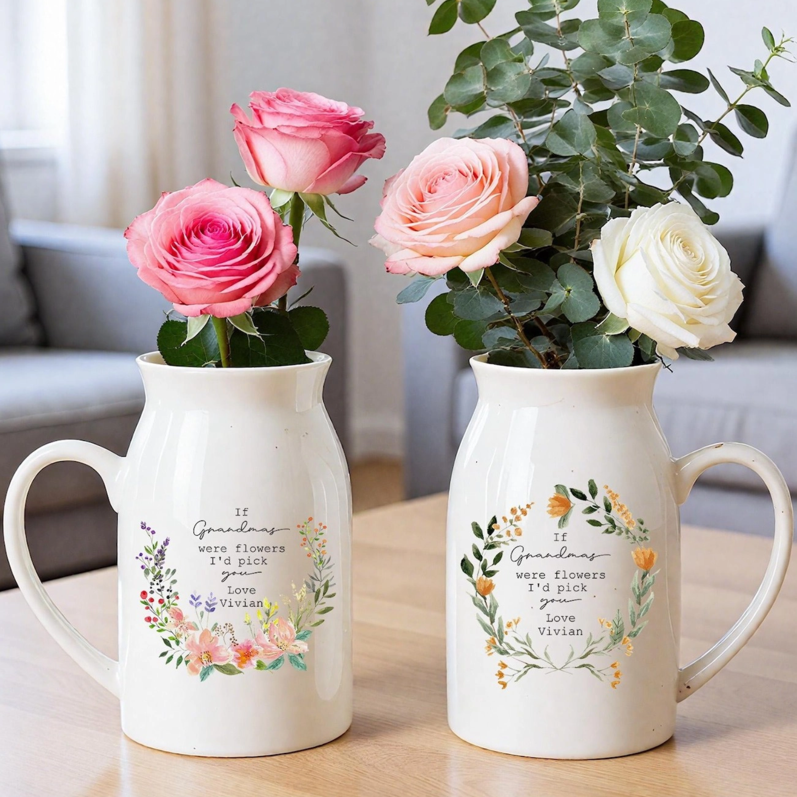 Personalized Wild Flower Vase For Mom Grandma Nana Auntie Mother's Day Gifts