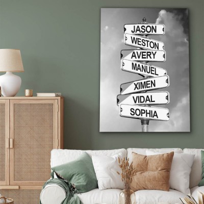 Personalized Last Name Birth Date Vintage Street Sign Multiple Names Premium Canvas Wall Art Best Gift