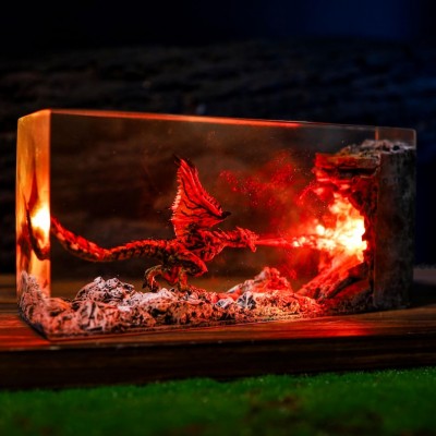 Handmade Fire Dragon Resin Lamp
