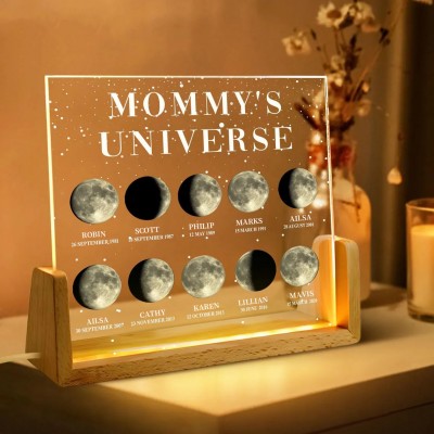 Personalized Mom Moon Phase Night Light By Date Gift For Mother's Day