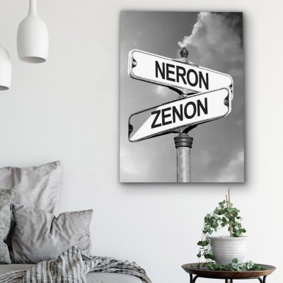 Personalized Last Name Birth Date Vintage Street Sign Multiple Names Premium Canvas Wall Art Best Gift