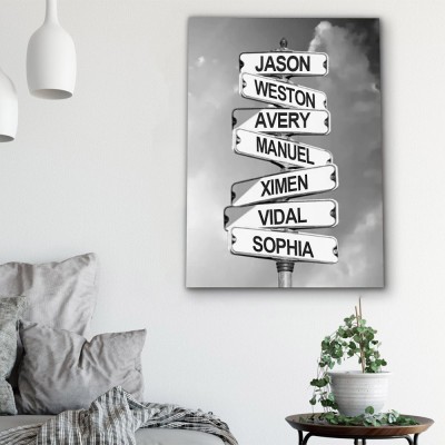 Personalized Last Name Birth Date Vintage Street Sign Multiple Names Premium Canvas Wall Art Best Gift