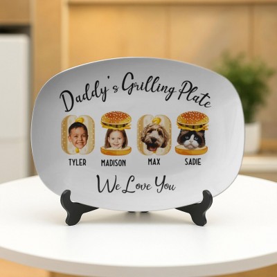 Personalized Father's Day Grilling Platter With Photo and Name Gift For Dad