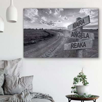 Personalized Last Name Birth Date Vintage Street Sign Multiple Names Premium Canvas Wall Art Best Gift