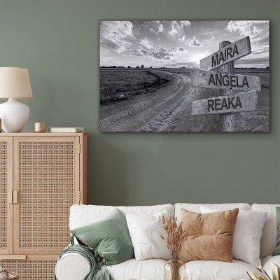 Personalized Last Name Birth Date Vintage Street Sign Multiple Names Premium Canvas Wall Art Best Gift