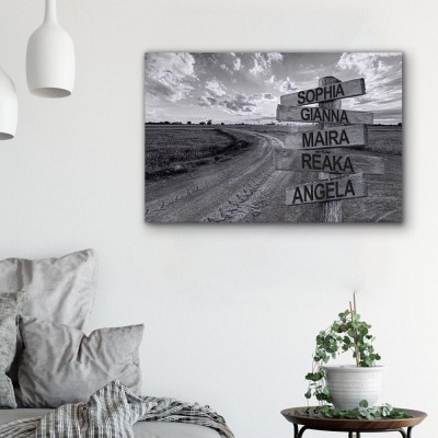 Personalized Last Name Birth Date Vintage Street Sign Multiple Names Premium Canvas Wall Art Best Gift