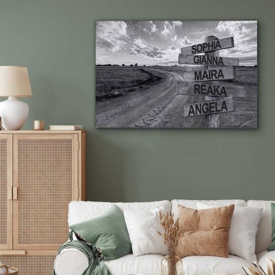 Personalized Last Name Birth Date Vintage Street Sign Multiple Names Premium Canvas Wall Art Best Gift