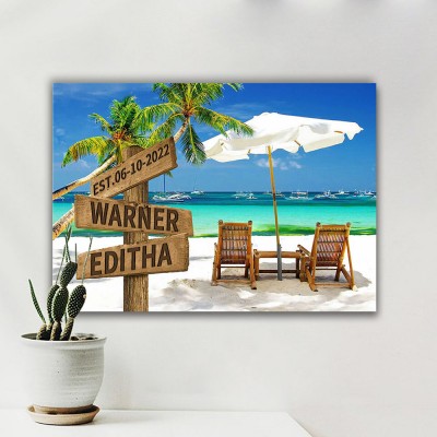 Personalized Last Name Birth Date Vintage Street Sign Multiple Names Premium Canvas Wall Art Best Gift