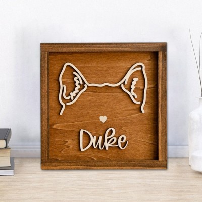 Custom Dog Ear Wall Art, Personalized Dog Ear Outlines, Pet Loss Memorial Gift, Dog Mom Gift