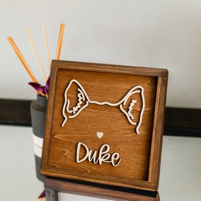 Custom Dog Ear Wall Art, Personalized Dog Ear Outlines, Pet Loss Memorial Gift, Dog Mom Gift