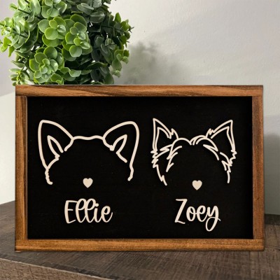 Custom Dog Ear Wall Art, Personalized Dog Ear Outlines, Pet Loss Memorial Gift, Dog Mom Gift