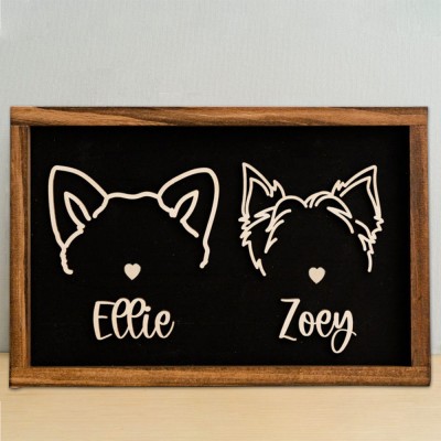 Custom Dog Ear Wall Art, Personalized Dog Ear Outlines, Pet Loss Memorial Gift, Dog Mom Gift