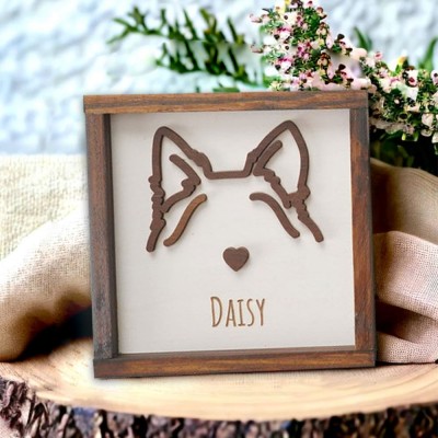 Custom Dog Ear Wall Art, Personalized Dog Ear Outlines, Pet Loss Memorial Gift, Dog Mom Gift