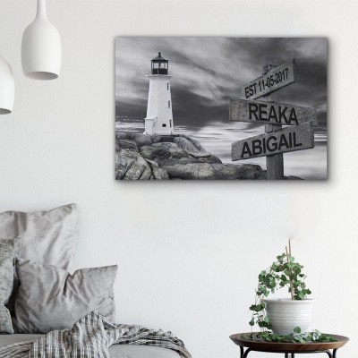 Personalized Last Name Birth Date Vintage Street Sign Multiple Names Premium Canvas Wall Art Best Gift