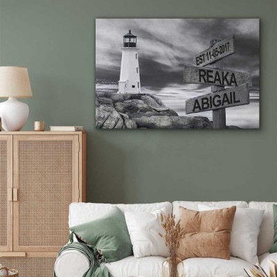 Personalized Last Name Birth Date Vintage Street Sign Multiple Names Premium Canvas Wall Art Best Gift