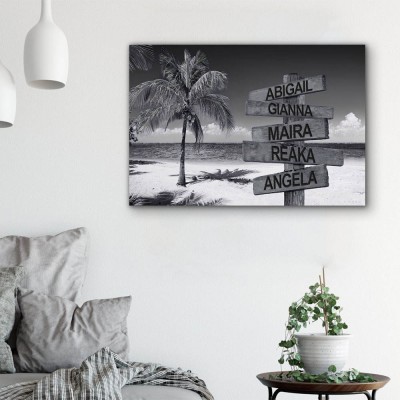 Personalized Last Name Birth Date Vintage Street Sign Multiple Names Premium Canvas Wall Art Best Gift