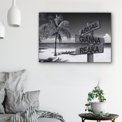 Personalized Last Name Birth Date Vintage Street Sign Multiple Names Premium Canvas Wall Art Best Gift