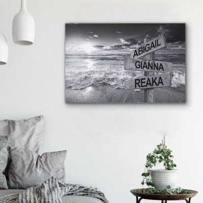 Personalized Last Name Birth Date Vintage Street Sign Multiple Names Premium Canvas Wall Art Best Gift
