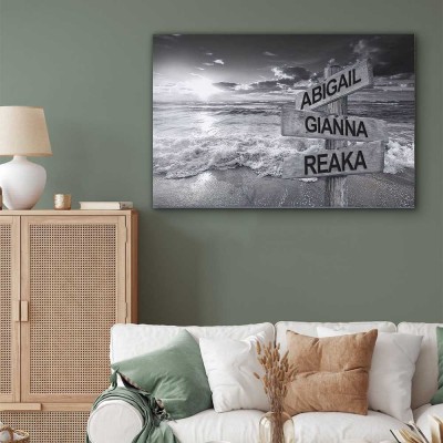 Personalized Last Name Birth Date Vintage Street Sign Multiple Names Premium Canvas Wall Art Best Gift