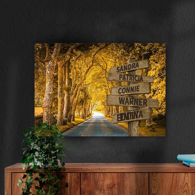 Personalized Last Name Birth Date Vintage Street Sign Multiple Names Premium Canvas Wall Art Best Gift