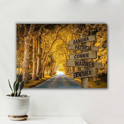 Personalized Last Name Birth Date Vintage Street Sign Multiple Names Premium Canvas Wall Art Best Gift