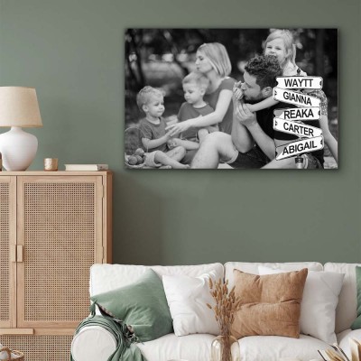 Personalized Last Name Birth Date Vintage Street Sign Multiple Names Premium Canvas Wall Art Best Gift