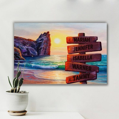 Personalized Last Name Birth Date Vintage Street Sign Multiple Names Premium Canvas Wall Art Best Gift