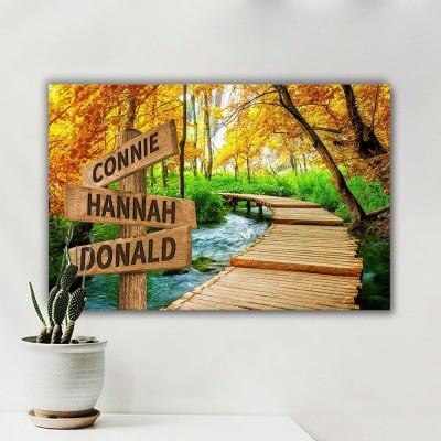 Personalized Last Name Birth Date Vintage Street Sign Multiple Names Premium Canvas Wall Art Best Gift