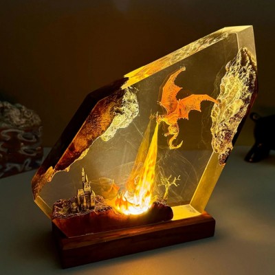 Handmade Fire Dragon Resin Lamp